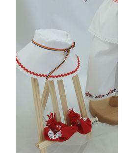 Costum popular botez baieti de vara broderie culori rosu-negru