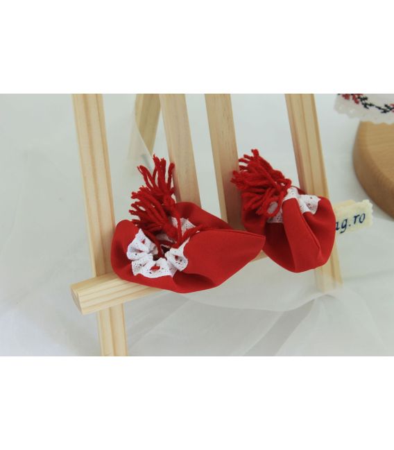 Costum popular botez baieti de vara broderie culori rosu-negru