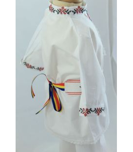 Costum popular botez baieti de vara broderie culori rosu-negru
