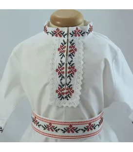 Costum popular botez baieti de vara broderie culori rosu-negru