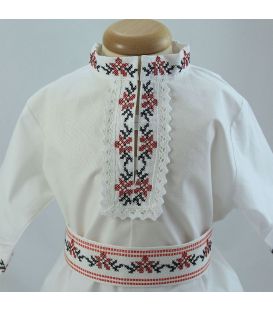 Costum popular botez baieti de vara broderie culori rosu-negru