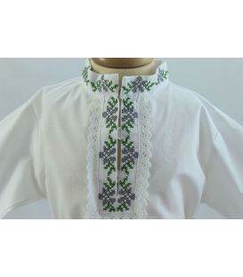 Costum popular botez baieti de vara broderie culori gri verde