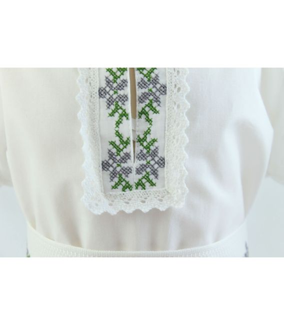 Costum popular botez baieti de vara broderie culori gri verde