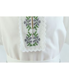 Costum popular botez baieti de vara broderie culori gri verde