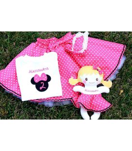 Set rochita aniversara 2 ani si papusica personalizata Alexandra