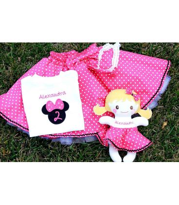 Set rochita aniversara 2 ani si papusica personalizata Alexandra