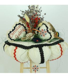 Lumanare botez traditionala broderie stelute bleumarin