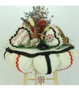 Lumanare botez traditionala broderie stelute bleumarin