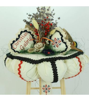 Lumanare botez traditionala broderie stelute bleumarin