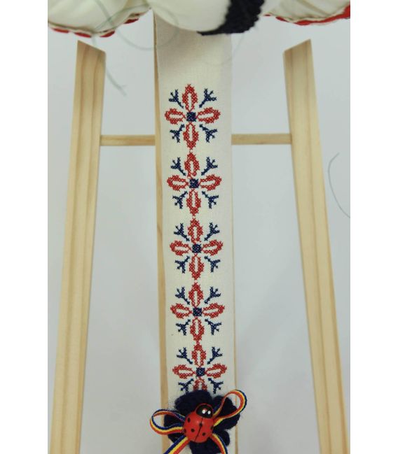 Lumanare botez traditionala broderie stelute bleumarin