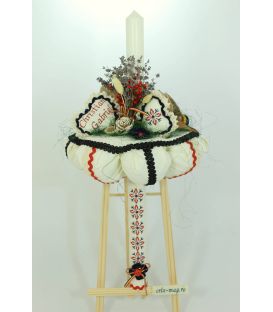 Lumanare botez traditionala broderie stelute bleumarin