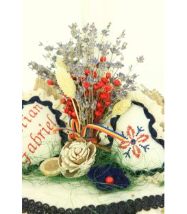 Lumanare botez traditionala broderie stelute bleumarin