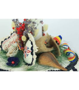 Lumanare botez traditionala broderie stelute bleumarin