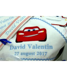 Trusou botez Fulger Mcqueen detaliu broderie cu aplica