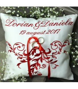 Perna verighete personalizata  broderie baroc - culoare rosie