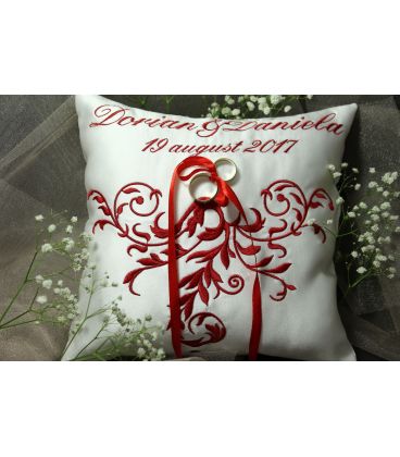 Perna verighete personalizata broderie baroc - culoare rosie