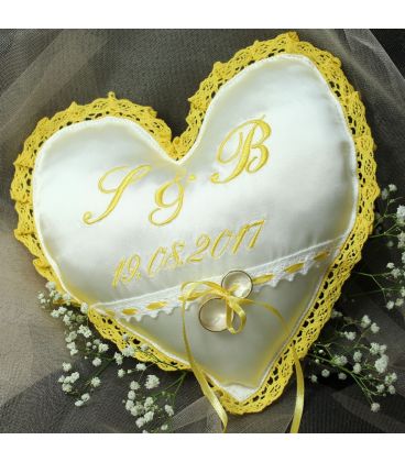 Perna verighete personalizata inimioara culoare galben auriu