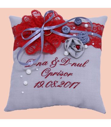Perna verighete cu funda rosie personalizata