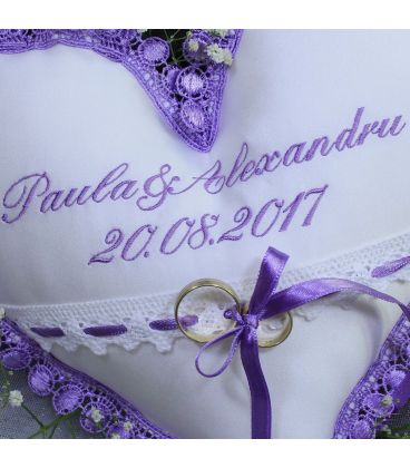 Perna verighete personalizata inimioara lila