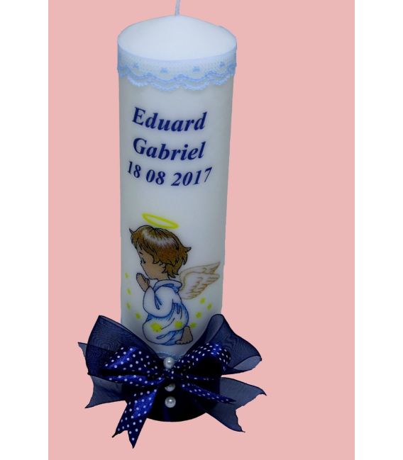 Lumanare botez personalizata printata cu ingerasul Rafael