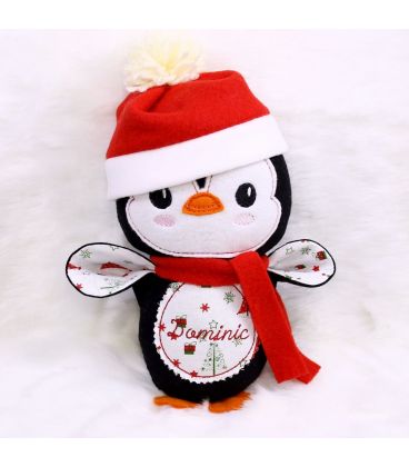 Jucarii personalizate bebelusi - Jucarie personalizata pinguinul Mos Craciun