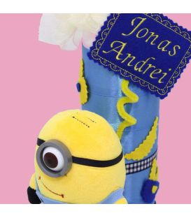 Lumanare botez scurta cu jucarie Minions