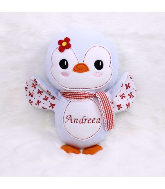 Jucarii personalizate bebelusi - Jucarie personalizata cu nume model pinguin Andreea