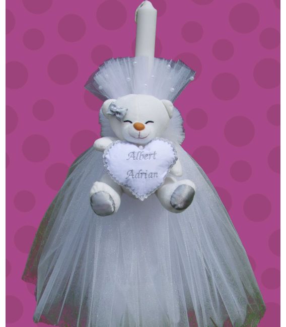 Lumanare botez personalizata papion