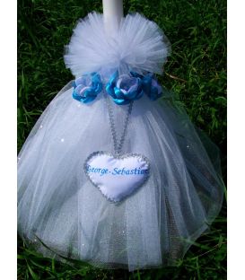Lumanare botez personalizata trei flori