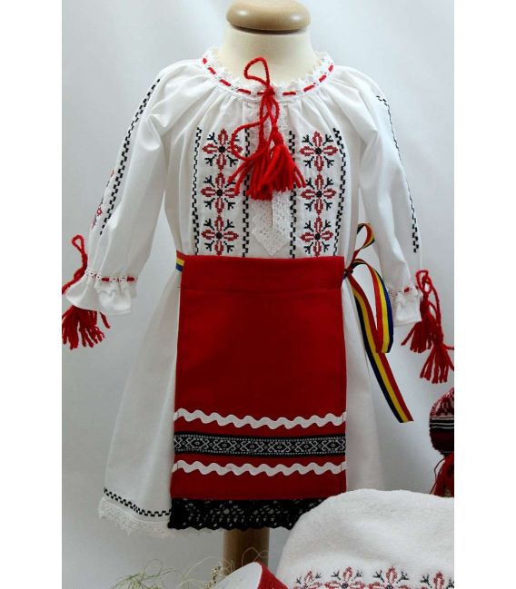 Trusouri botez traditionale - Trusou Botez Traditional Fetite Complet stelute rosii