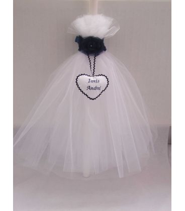 Lumanare botez personalizata floare albastra