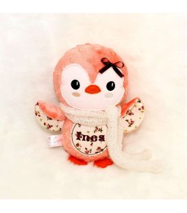 Jucarii personalizate bebelusi - Cadou de Craciun jucarie de plus pinguin brodat cu numele Ines