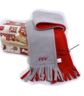 Fular unisex cu broderia firmei si numele angajatului din polar dublu in 2 culori