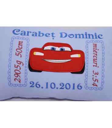 Perna personalizata copii cu datele de nastere greutate Fulger McQueen