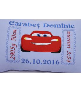 Perna personalizata copii cu datele de nastere greutate Fulger McQueen