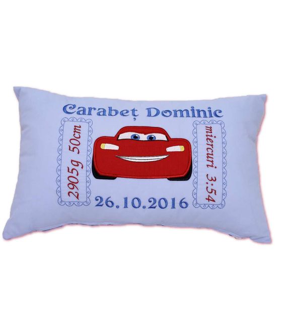 Perna personalizata copii cu datele de nastere greutate Fulger McQueen