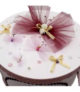 Cutie trusou botez rotunda decorata model Fluturasi