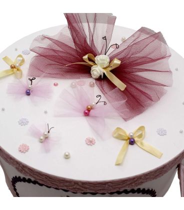 Cutie trusou botez rotunda decorata model Fluturasi