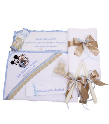 Trusou botez personalizat in zece piese Mickey Mouse si ursulet