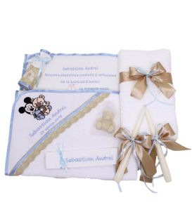 Trusou botez personalizat in zece piese Mickey Mouse si ursulet