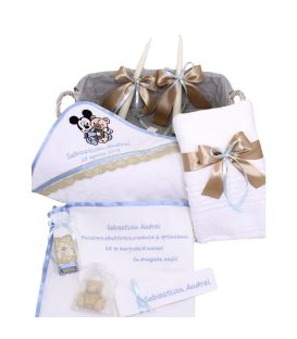 Trusou botez personalizat in zece piese Mickey Mouse si ursulet