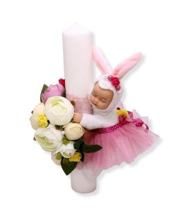 Lumanare botez personalizata bebelusul iepuras