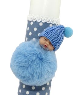 Lumanare de botez baieti Pufu-bleu