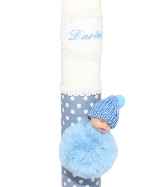 Lumanare de botez baieti Pufu-bleu