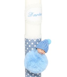 Lumanare de botez baieti Pufu-bleu