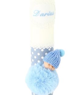 Lumanare de botez baieti Pufu-bleu