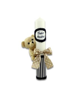 Lumanare botez personalizata scurta ursulet