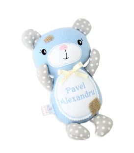 Jucarii personalizate bebelusi - Jucarie handmade Ursuletul peticit