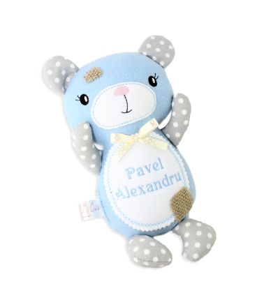 Jucarii personalizate bebelusi - Jucarie handmade Ursuletul peticit