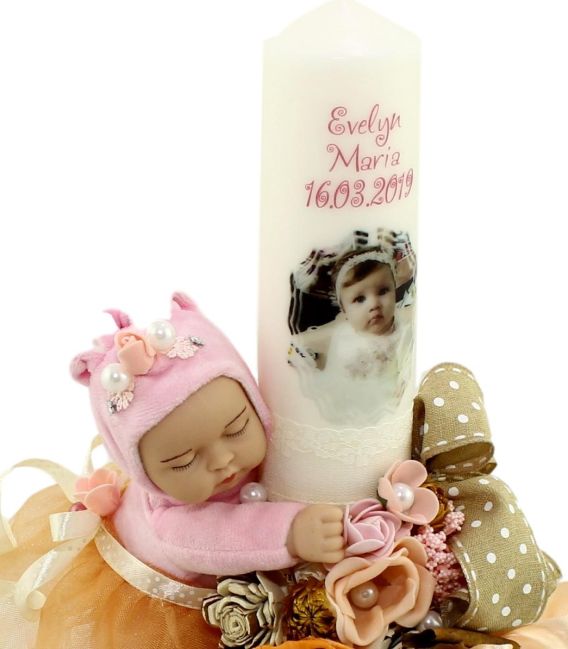 Lumanare de botez personalizata iepuras iubitor